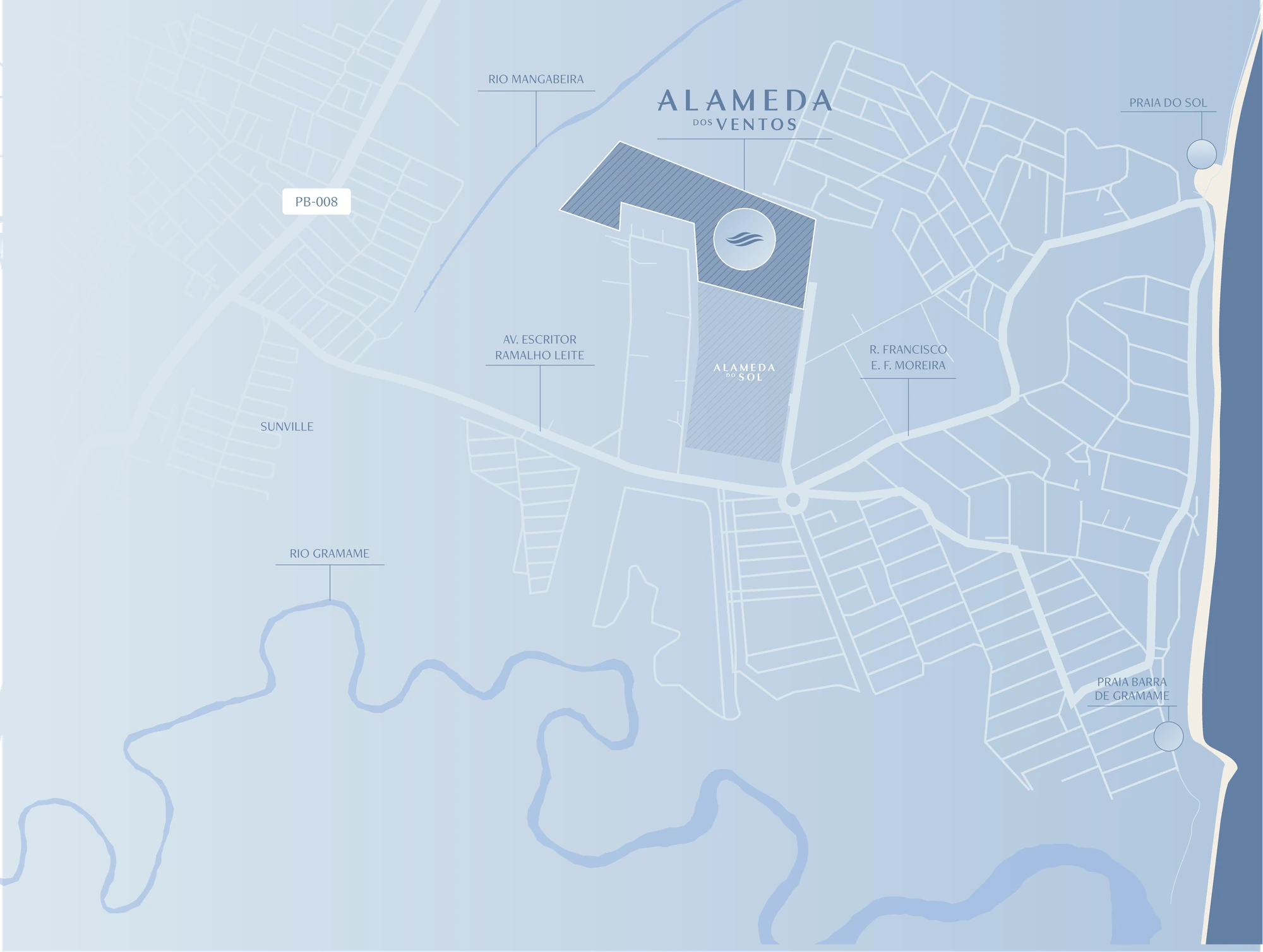 Mapa de localização do Alameda dos Ventos em Gramame, João Pessoa