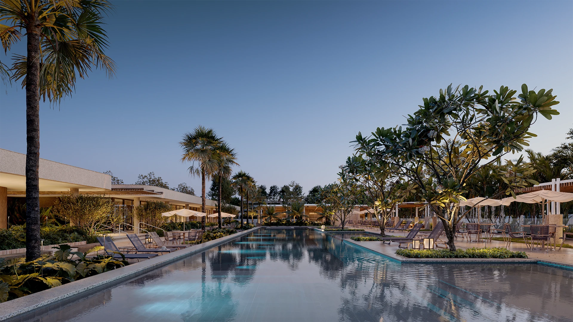 Piscina e área de lazer do Alameda dos Ventos